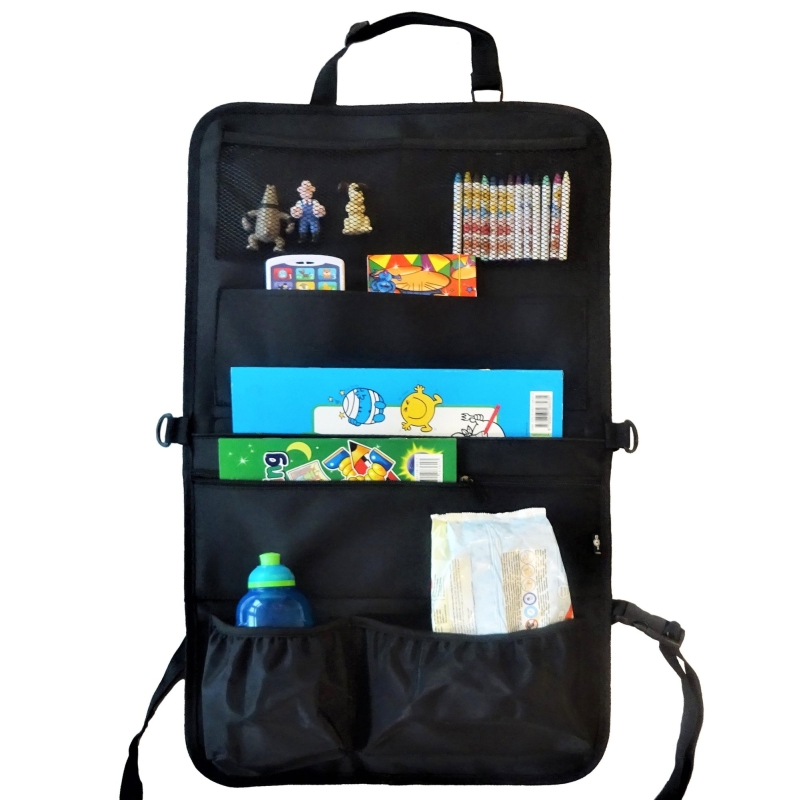 thumbnail interactive-video image 1 of Car Backseat Organizer & Protector For Kids - 10 Pockets, Waterproof, Easy To Clean | Kick Mat For Back Of Car Seats 1 of 6